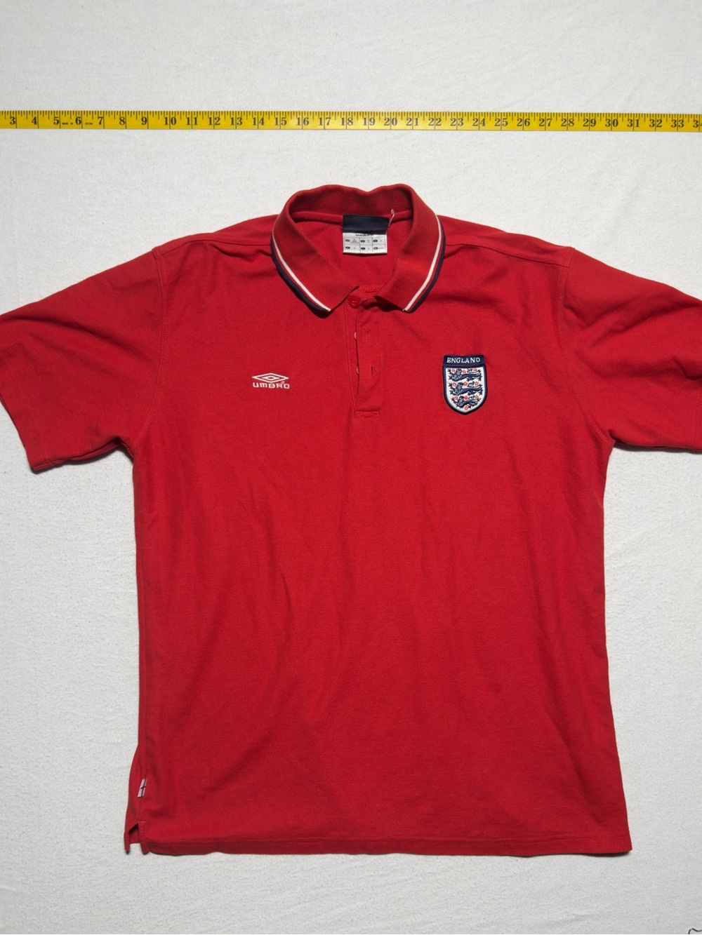 Vintage Umbro Red Polo Shirt with England Crest